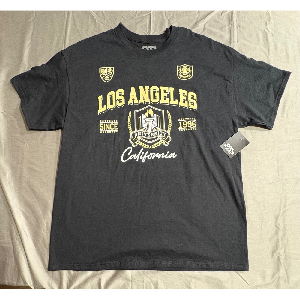 OTL On The Low Los Angeles California University Graphic T-Shirt Black Mens XL